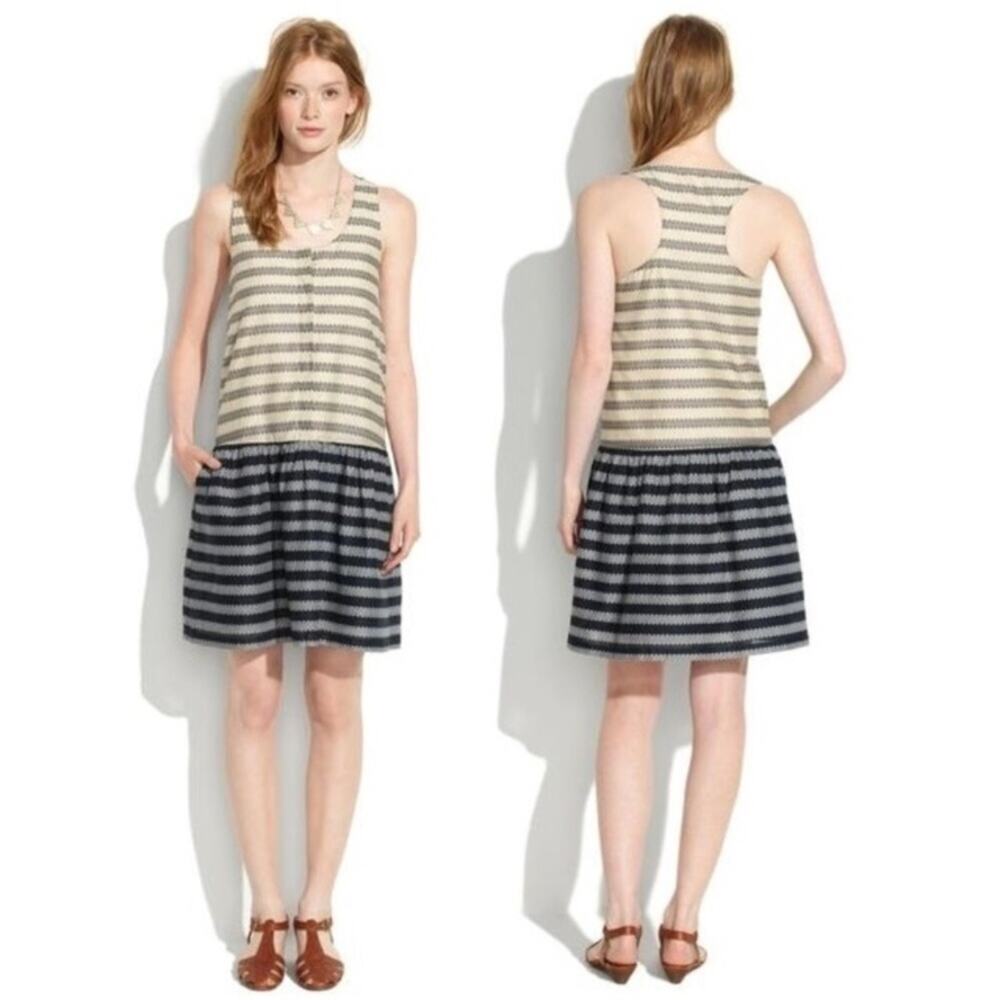 Madewell Trellis Stripe Drop-Waist Dress